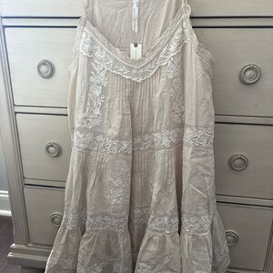 Anthropologie Cream Lace Mini Dress